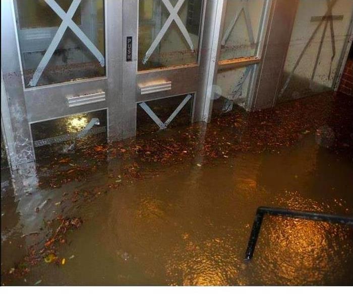 Flooded commercial building